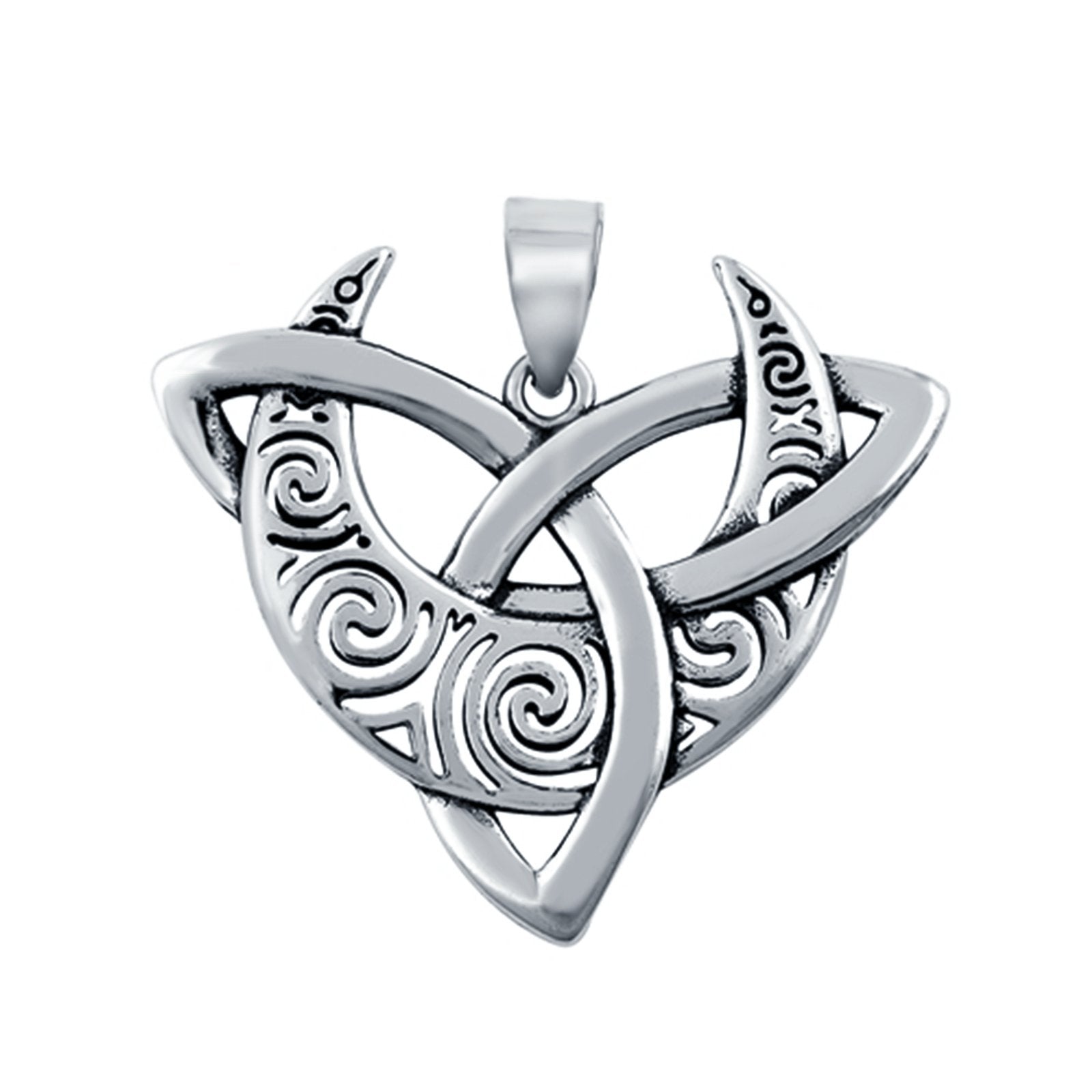 925 Sterling Silver Triskelion Moon Charm Pendant Fashion Jewelry