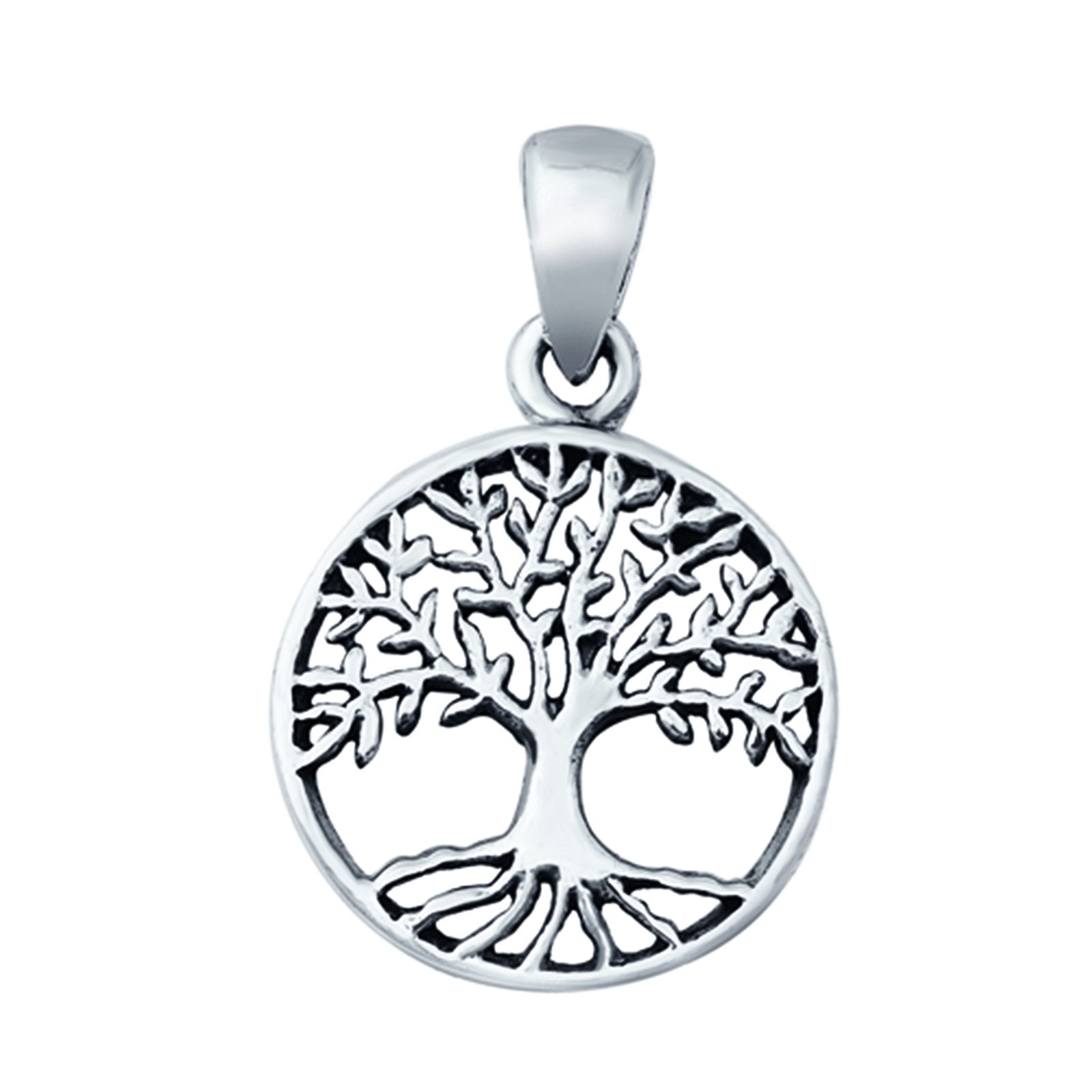 Tree of Life Pendant Charm Round 925 Sterling Silver
