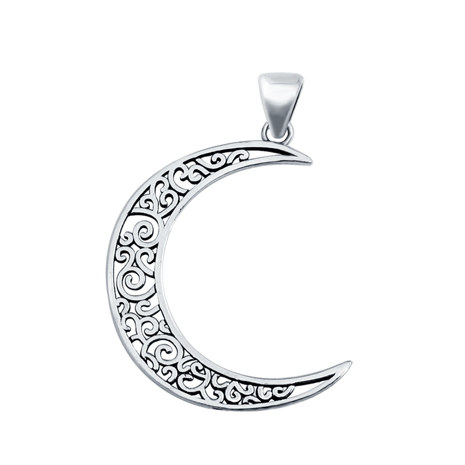 Crescent Moon Charm Pendant Round 925 Sterling Silver Fashion Jewelry