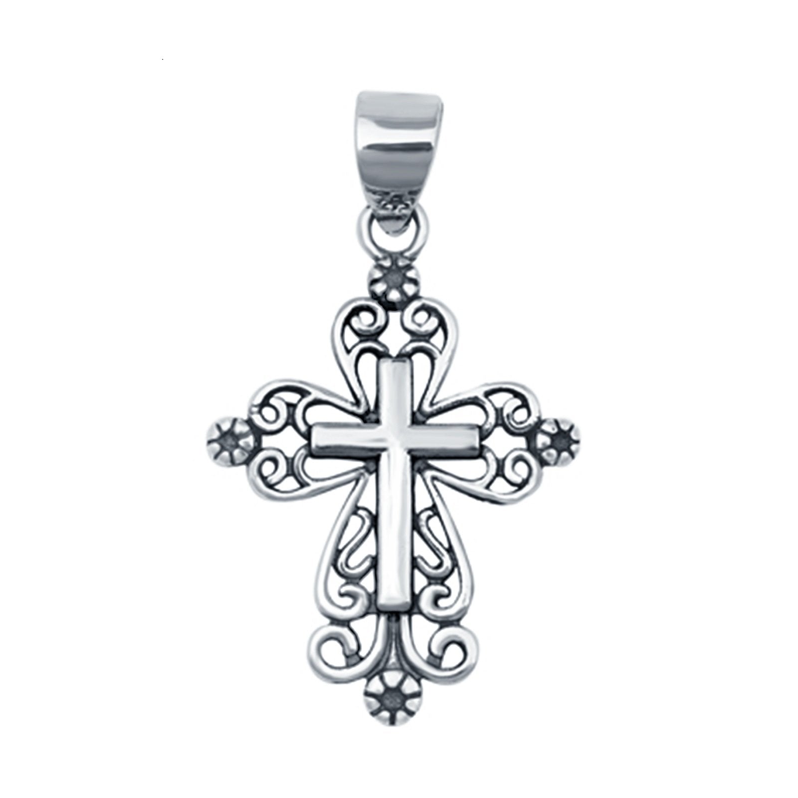 925 Sterling Silver Cross Pendant Charm