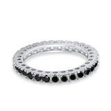 Eternity Wedding Band Rings Round  Simulated Black CZ 925 Sterling Silver