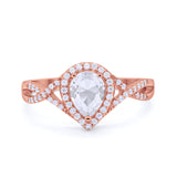 Teardrop Wedding Promise Ring Infinity Round Rose Tone, Simulated CZ 925 Sterling Silver