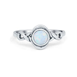 Celtic Trinity Ring Lab Created White Opal  Infinity Shank 925 Sterling Silver