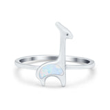 Giraffe Band Ring Lab Created White Opal 925 Sterling Silver