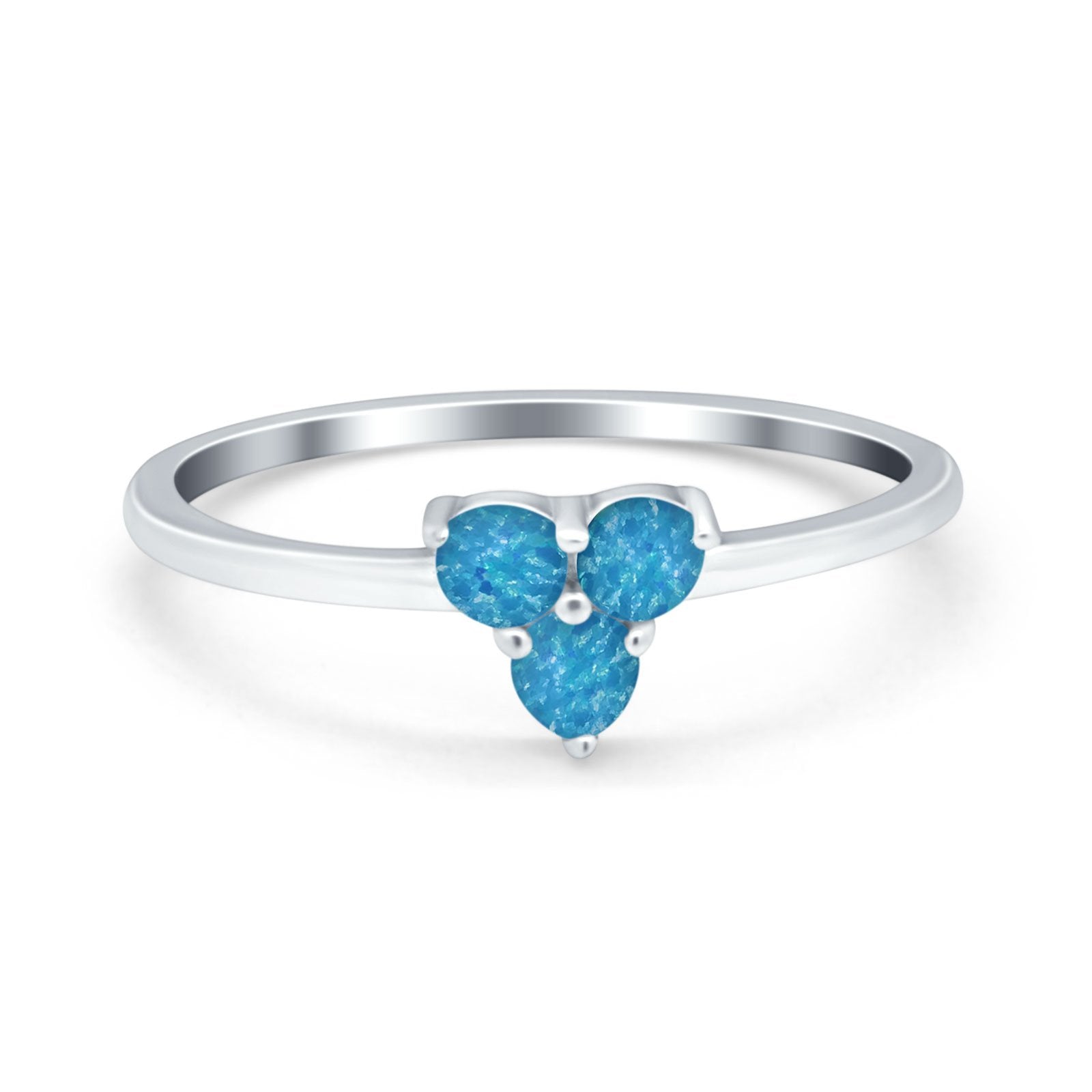 Fashion Thumb Ring Round Lab Created Blue Opal 925 Sterling Silver