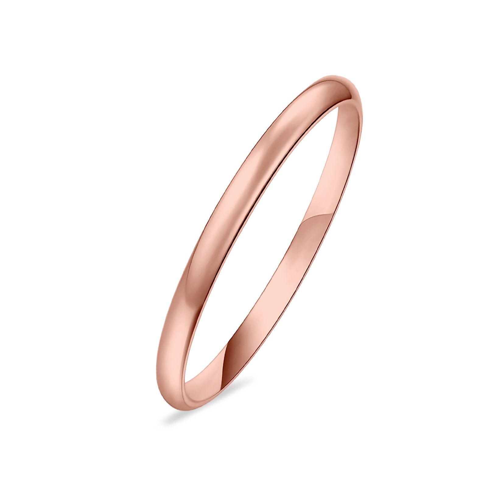 Rose Tone Wedding Band Ring Round 925 Sterling Silver (2mm)