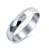 Hammered DC Style Wedding Band 925 Sterling Silver (4mm)