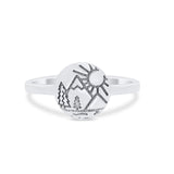 925 Sterling Silver Sun Trees With Mountain Nature Inspired Dainty Thumb Ring Wholesale