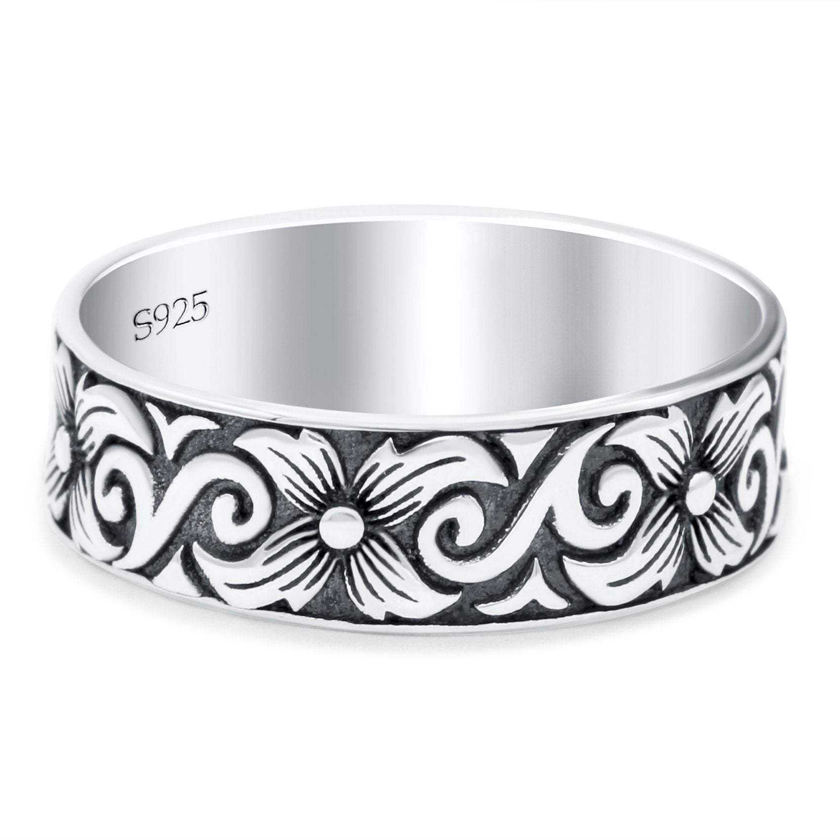 Filigree Vine Oxidized Band Solid 925 Sterling Silver Thumb Ring