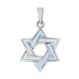 Lab Created White Opal Star of David .925 Sterling Silver Charm Pendant