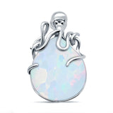 Oval Lab Created White Opal 925 Sterling Silver Charm Pendant