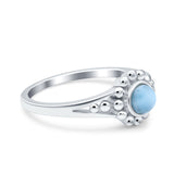 Petite Dainty Simulated Larimar  Braided Cable Solitaire Band Ring 925 Sterling Silver