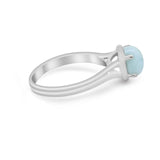 Solitaire Wedding Ring Double Band Shank Simulated Larimar CZ 925 Sterling Silver