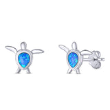 Turtle Pear Shape Created Blue Opal Solid 925 Sterling Silver (8.5mm)