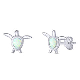 Turtle Pear Shape Created White Opal Solid 925 Sterling Silver (8.5mm)