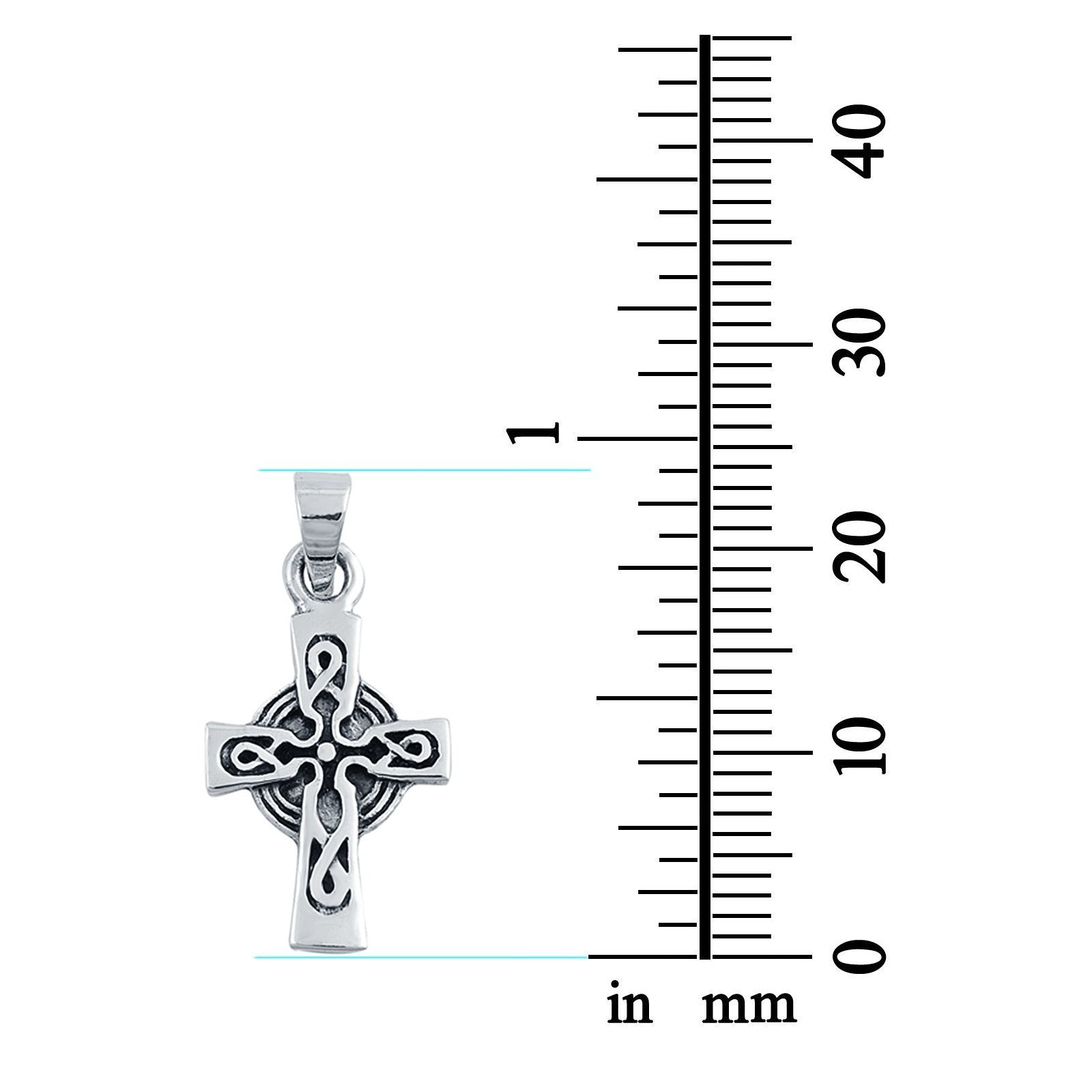 Cross Pendant Charm Round 925 Sterling Silver