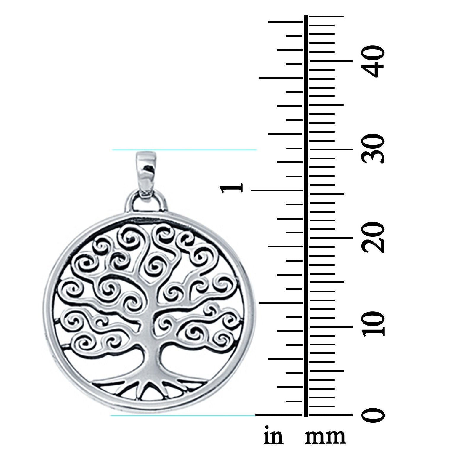 Tree of Life Pendant Charm Round 925 Sterling Silver