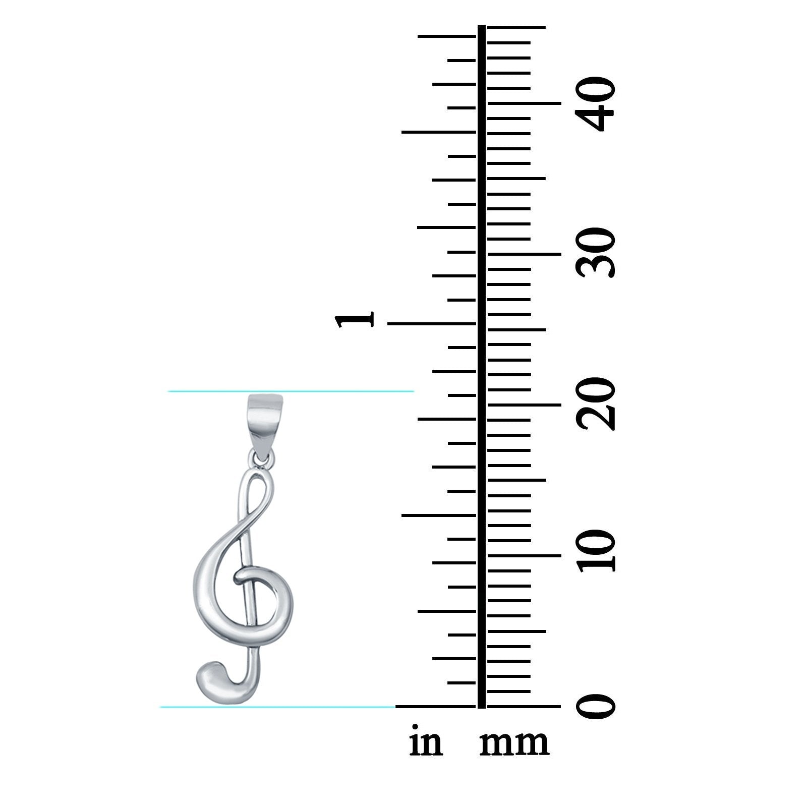 Silver Music Note Charm Pendant 925 Sterling Silver (21mm)
