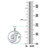 Silver Waves Pendant Charm 925 Sterling Silver (19mm)