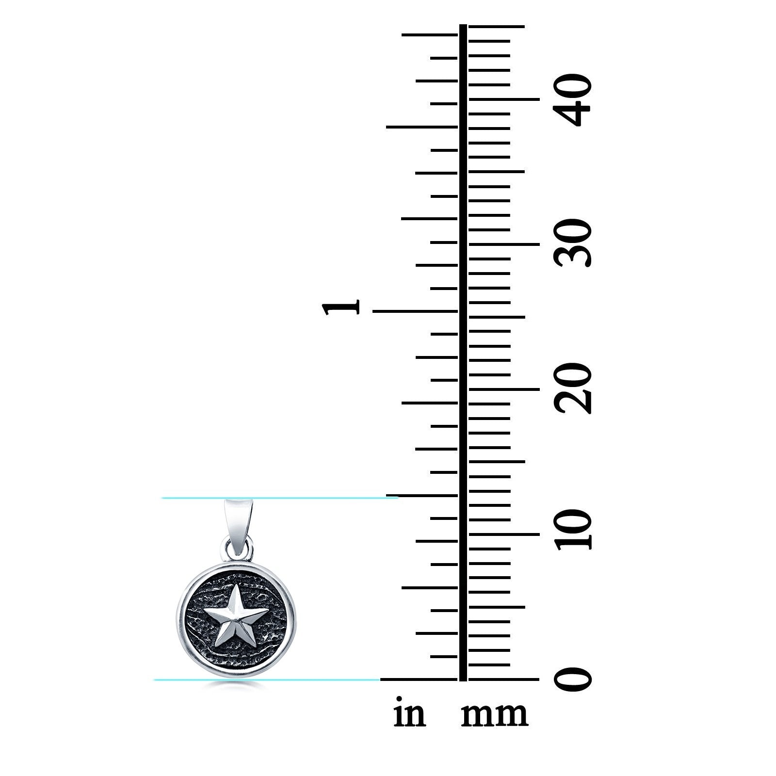 Silver Star Pendant Charm 925 Sterling Silver (12.5mm)