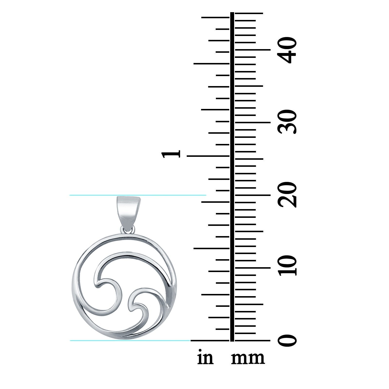 Wave Pendant Charm 925 Sterling Silver Fashion Jewelry
