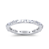 Eternity Stackable Engagement Ring Baguette Simulated CZ 925 Sterling Silver