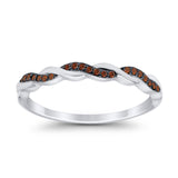 Half Eternity Infinity Twisted Band Rings Simulated Garnet CZ 925 Sterling Silver