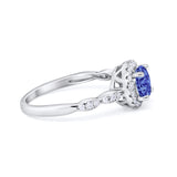 Art Deco Engagement Ring Round Simulated Tanzanite CZ 925 Sterling Silver