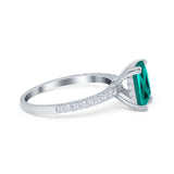 Art Deco Radiant Cut Engagement Ring Simulated Paraiba Tourmaline CZ 925 Sterling Silver