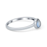 Petite Dainty Ring Solitaire Round Simulated Moonstone CZ 925 Sterling Silver