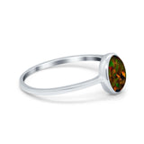 Solitaire Oval Thumb Ring Lab Created Black Opal Stone 925 Sterling Silver