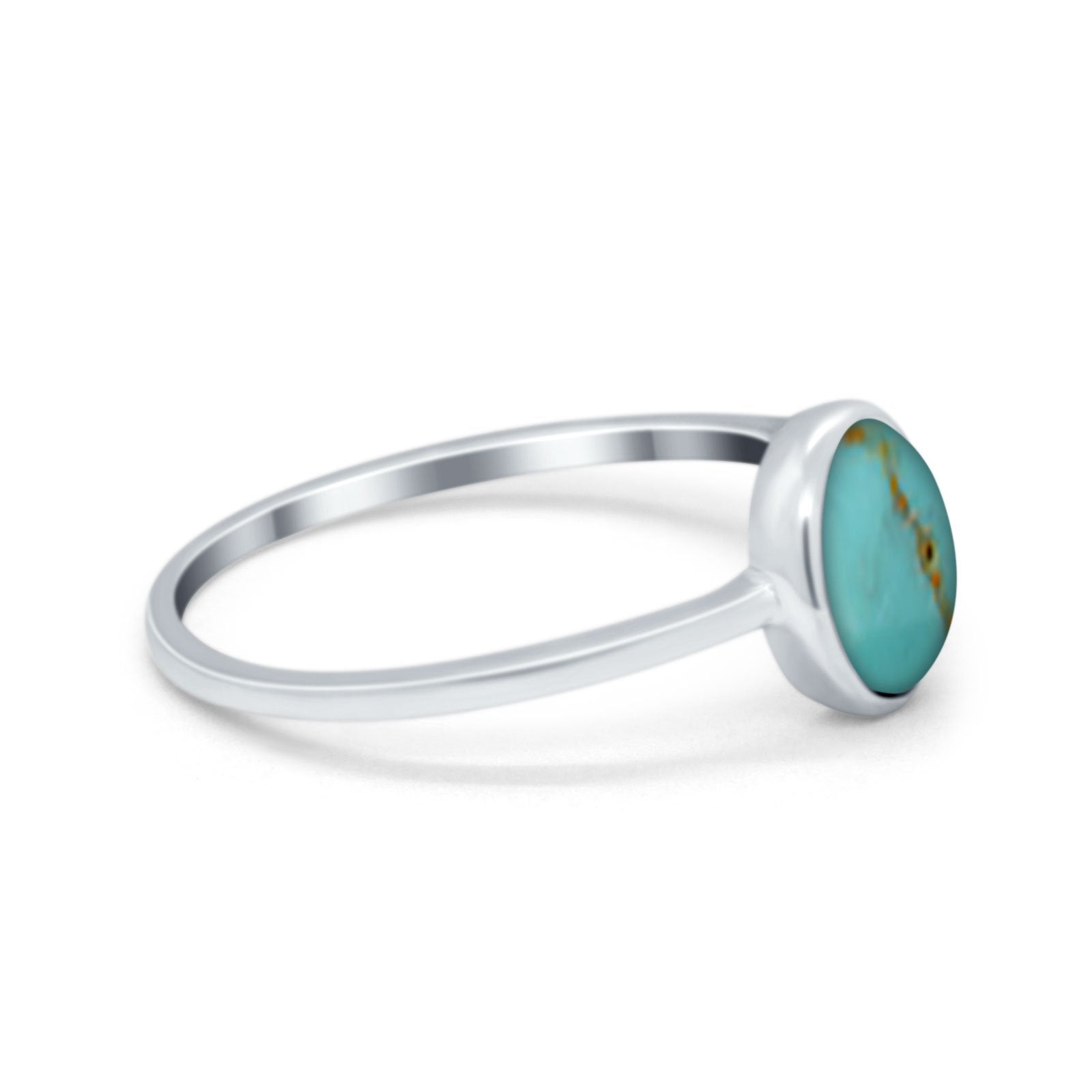 Solitaire Oval Thumb Ring Simulated Turquoise CZ Stone 925 Sterling Silver