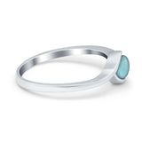 Swirl Petite Dainty Solitaire Ring Simulated Larimar CZ 925 Sterling Silver