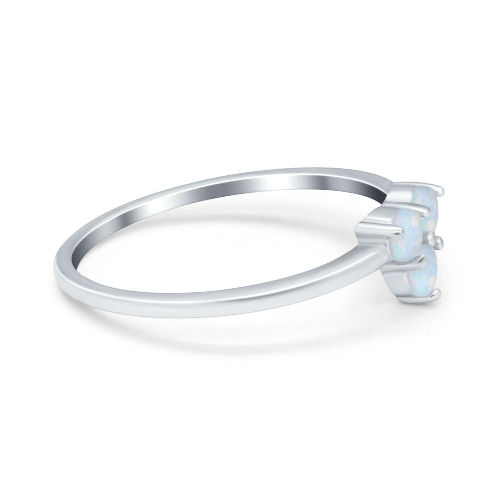 Fashion Thumb Ring Round Lab Created White Opal 925 Sterling Silver