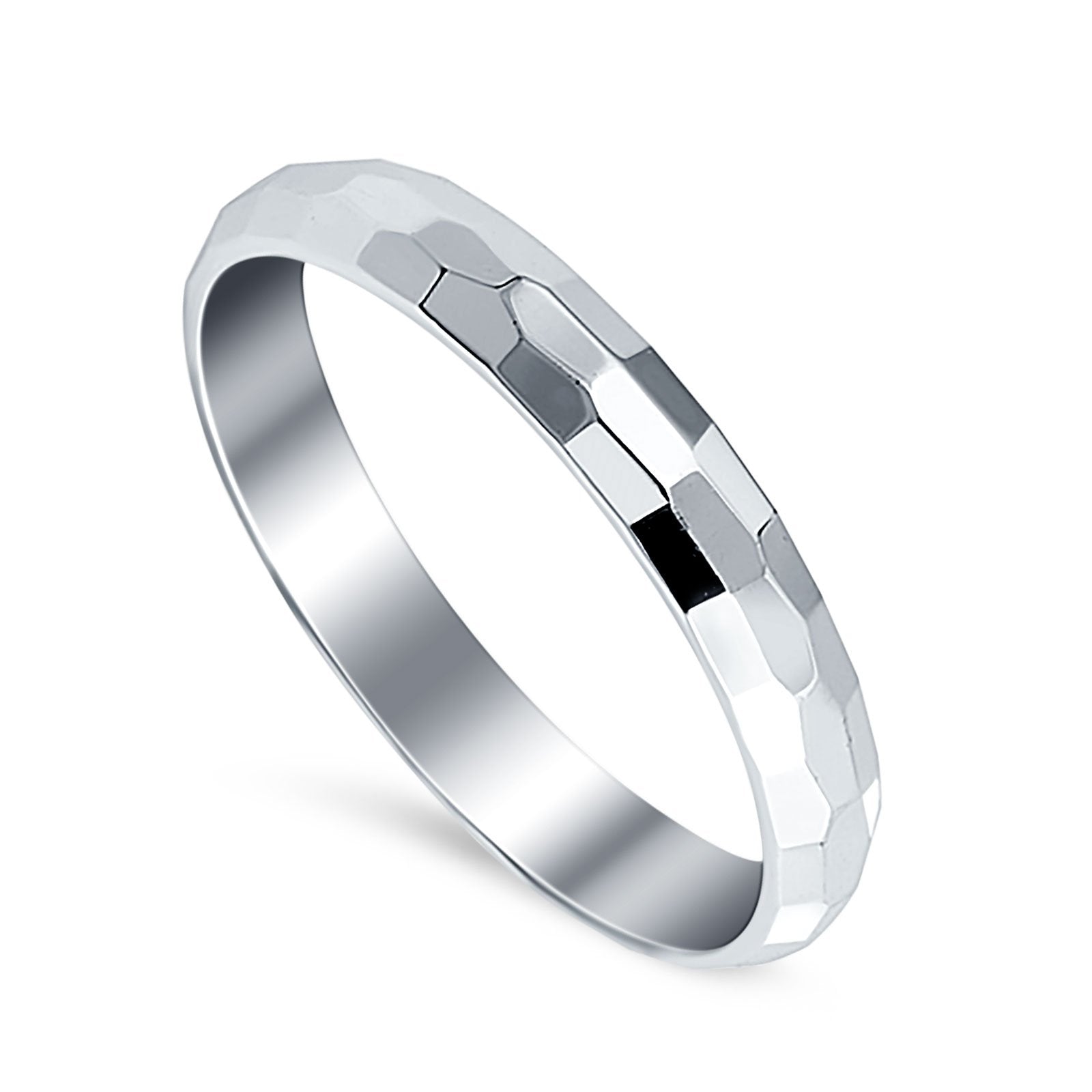 Hammered DC Style Wedding Band 925 Sterling Silver (3mm)