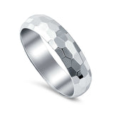 Hammered DC Style Wedding Band 925 Sterling Silver (5mm)