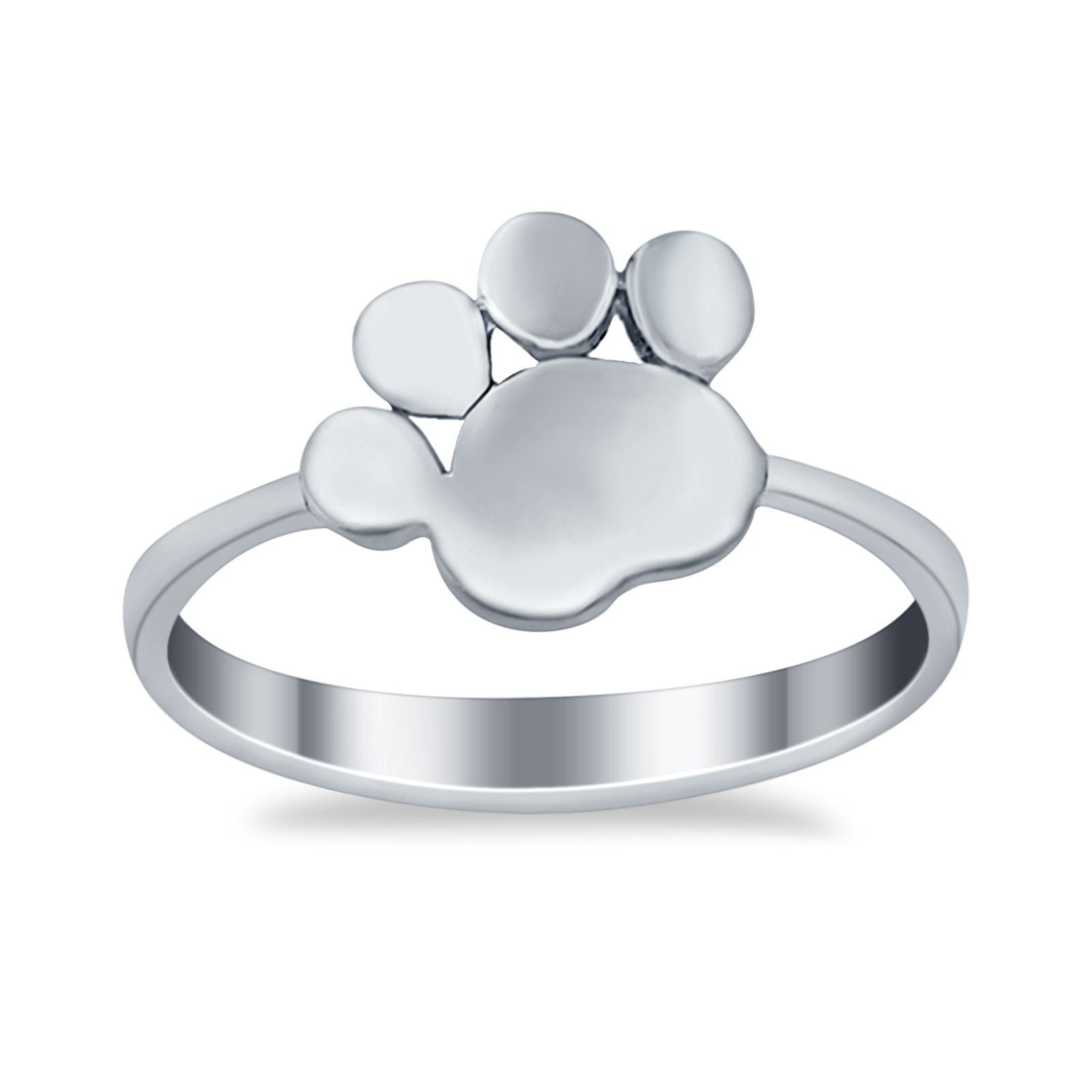 925 Sterling Silver Dainty Paw Print Round Ring Wholesale