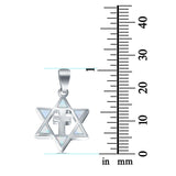 Lab Created White Opal Star of David with Cross 925 Sterling Silver Charm Pendant