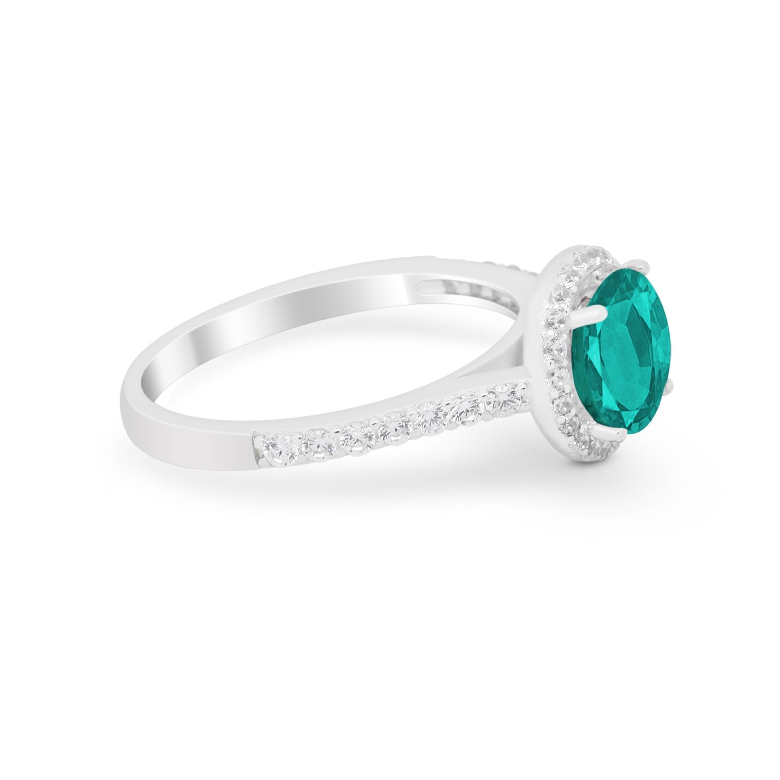 Accent Dazzling Wedding Ring Simulated Paraiba Tourmaline CZ 925 Sterling Silver