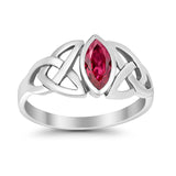 Celtic Bezel Marquise Solitaire Ring Simulated Ruby CZ 925 Sterling Silver