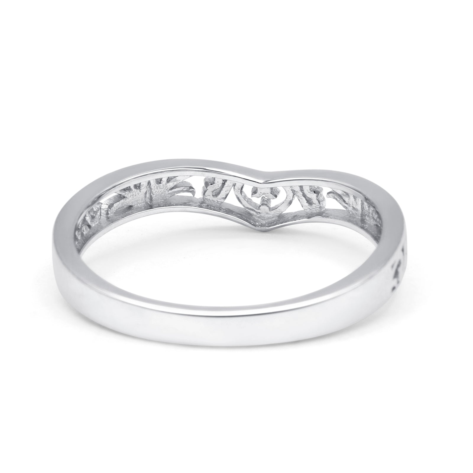 Heart Filigree Midi V Band Chevron Thumb Ring 14K White Gold Wholesale