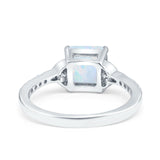 Cushion Cut Celtic Wedding Ring Lab Created White Opal 925 Sterling Silver