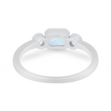 Petite Dainty Fashion Created White Opal Thumb Ring 925 Sterling Silver