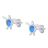 Turtle Pear Shape Created Blue Opal Solid 925 Sterling Silver (8.5mm)