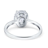 Halo Art Deco Oval Engagement Ring Simulated Cubic Zirconia 925 Sterling Silver