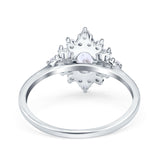 Oval Cut Halo Vintage Wedding Ring Simulated Cubic Zirconia 925 Sterling Silver