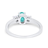 Solitaire Wedding Ring Oval Simulated Paraiba Tourmaline CZ 925 Sterling Silver