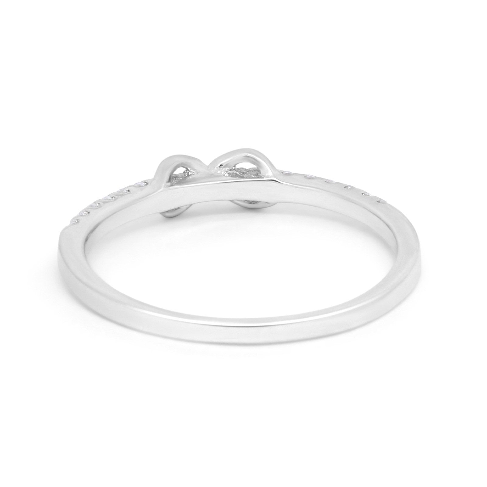 Petite Dainty Infinity Ring Round Simulated Cubic Zirconia 925 Sterling Silver