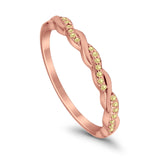 Half Eternity Infinity Twisted Band Rings Rose Tone, Simulated Yellow CZ 925 Sterling Silver