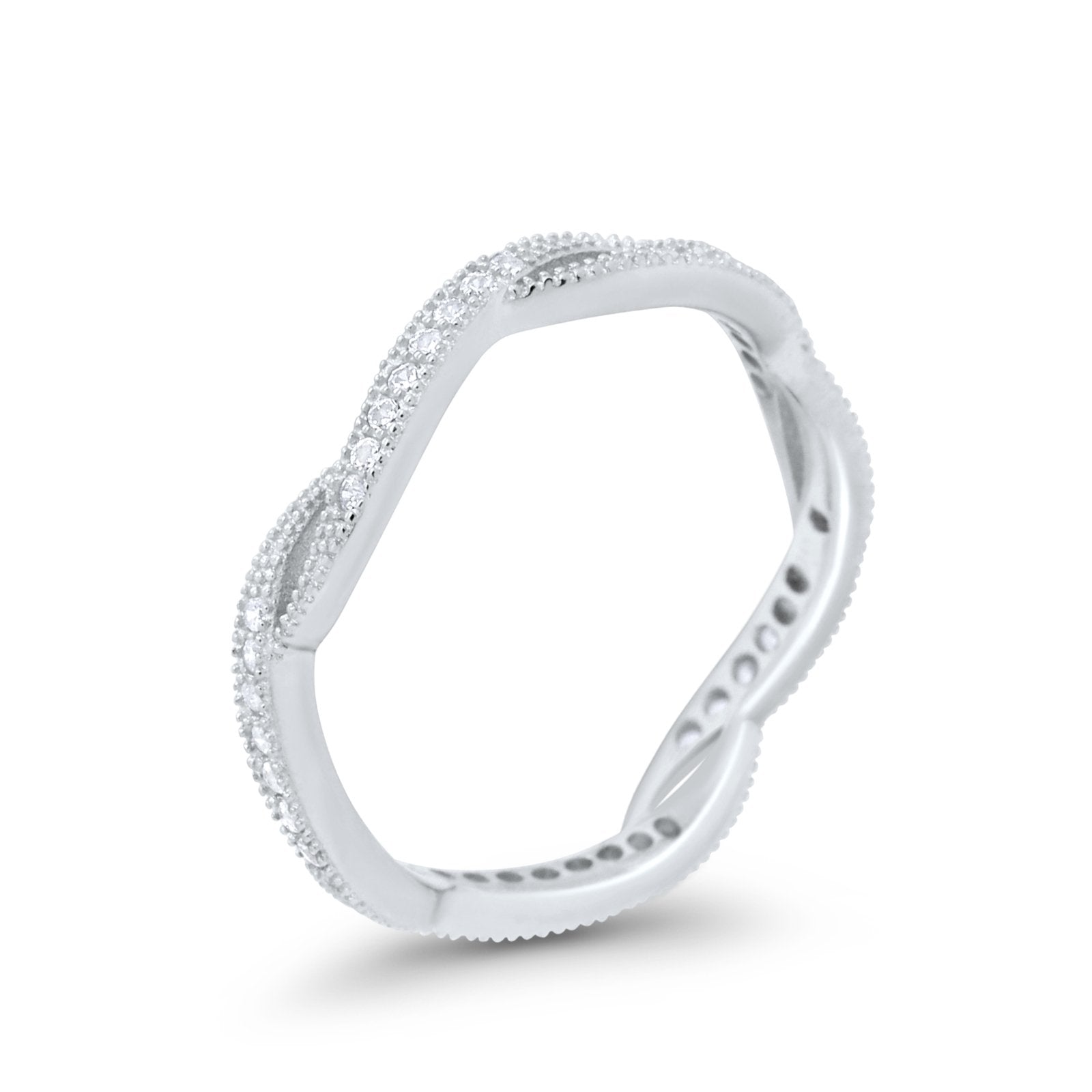 Twisted Wedding Ring Simulated CZ 925 Sterling Silver